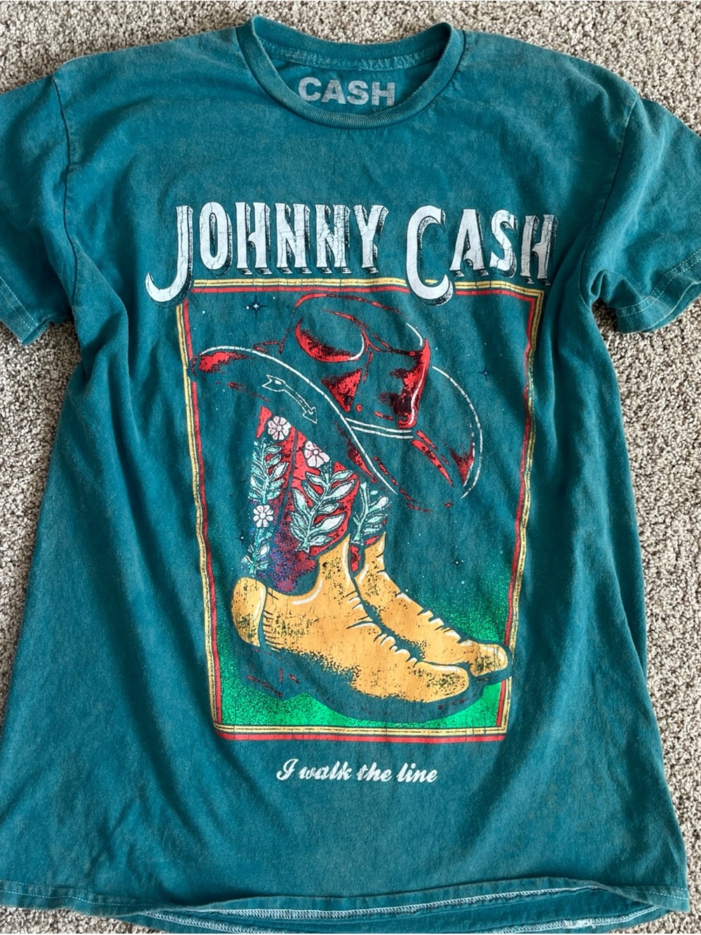 Ash Teal Johnny Cash medium Tee - Teal